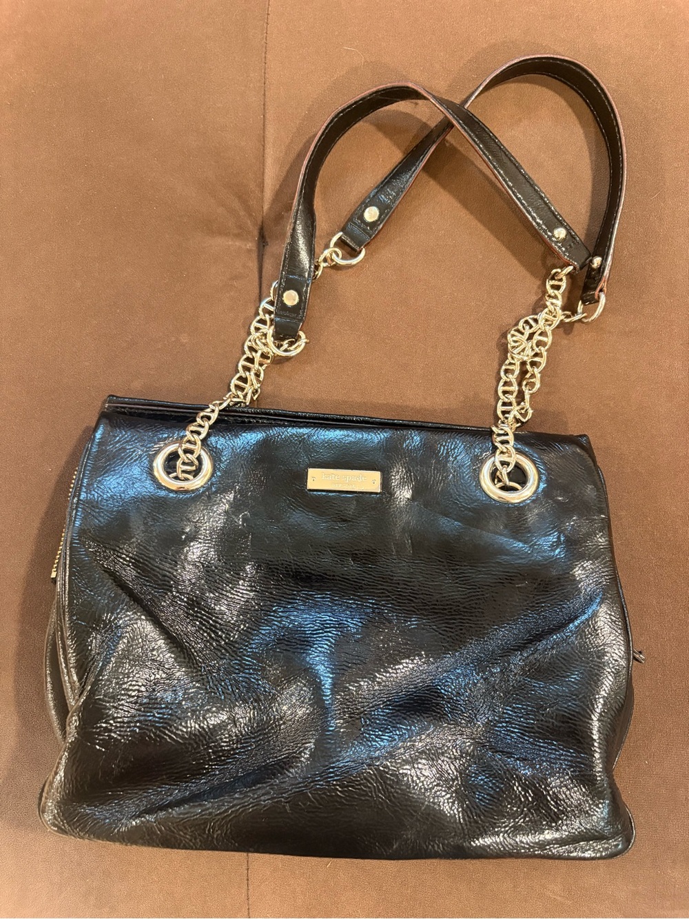 Kate Spade black patent leather shoulder bag